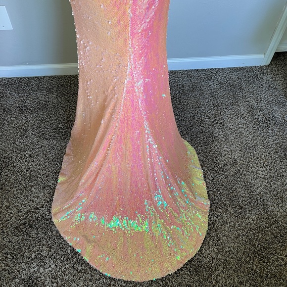NBD Dreams From Yesterday Sequins Gown Electric Peach REVOLVE XS - Picture 8 of 8